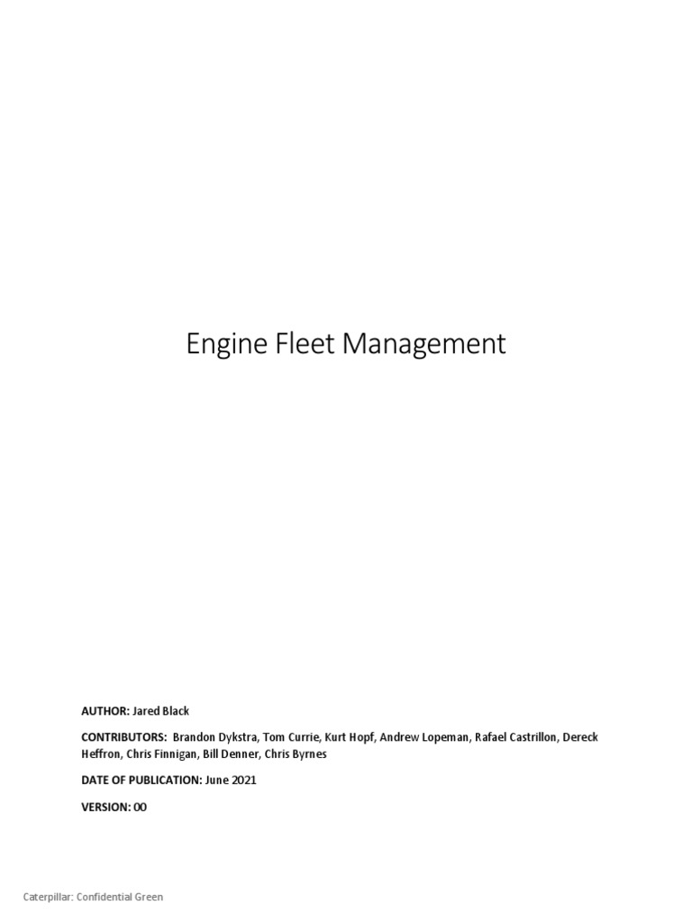 Engine Fleet Management Final Document Version 00 8 9 21 PDF Analytics Engines
