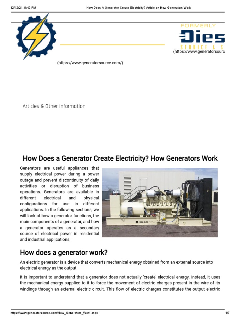 How Does A Generator Create Electricity - Article On How Generators ...