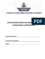 Application Form For Registration As Building Contractor