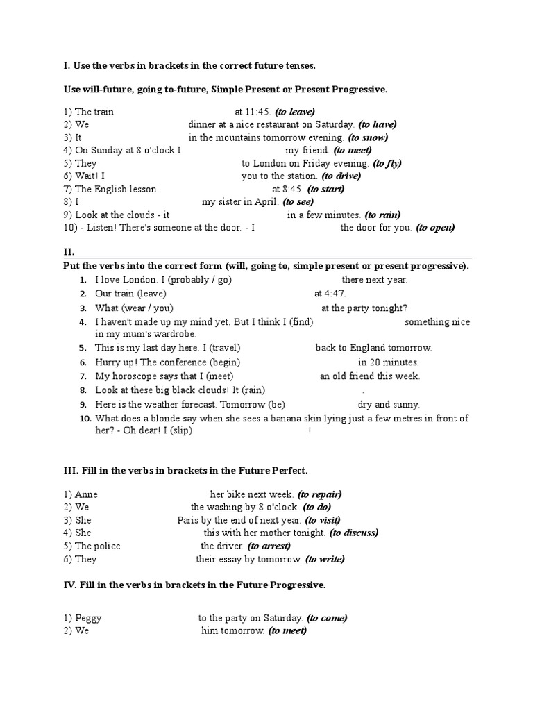 Mixed Future Tenses Exercises | PDF | Language Mechanics | Linguistics