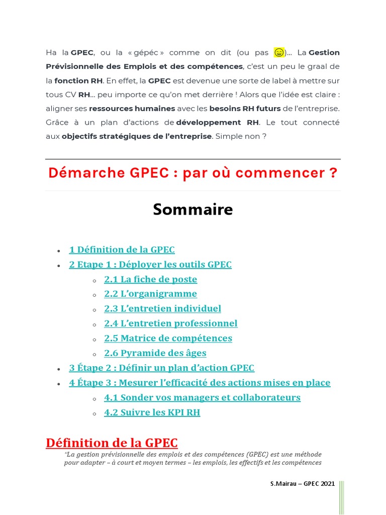 Démarche et Outils de la GPEC | PDF | Gestion des ressources humaines ...