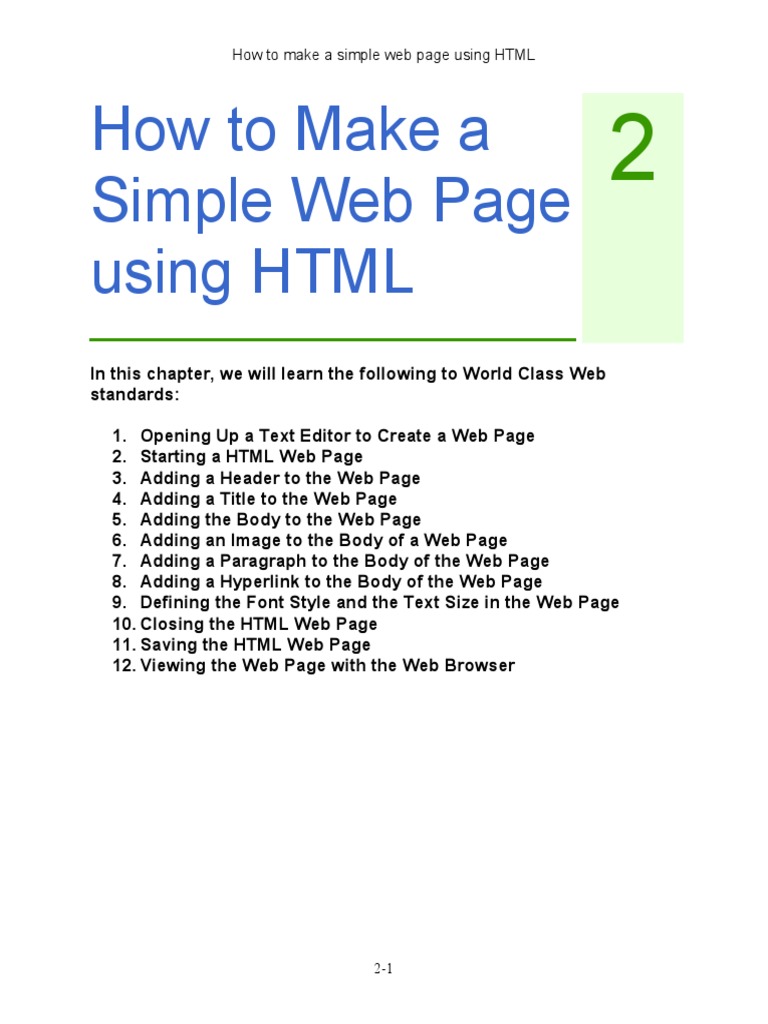 How To Make A Simple Web Page Using HTML | PDF | World Wide Web ...