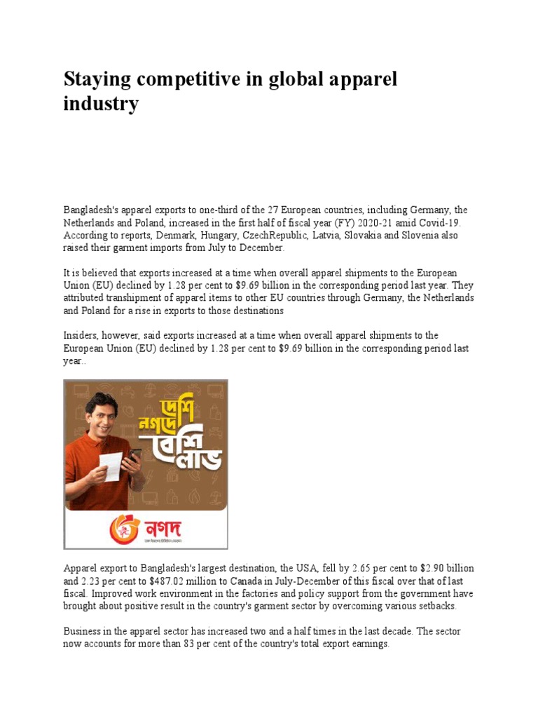 Staying Competitive in Global Apparel Industry PDF Economies