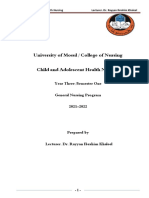 University of Mosul / College of Nursing Child and Adolescent Health Nursing