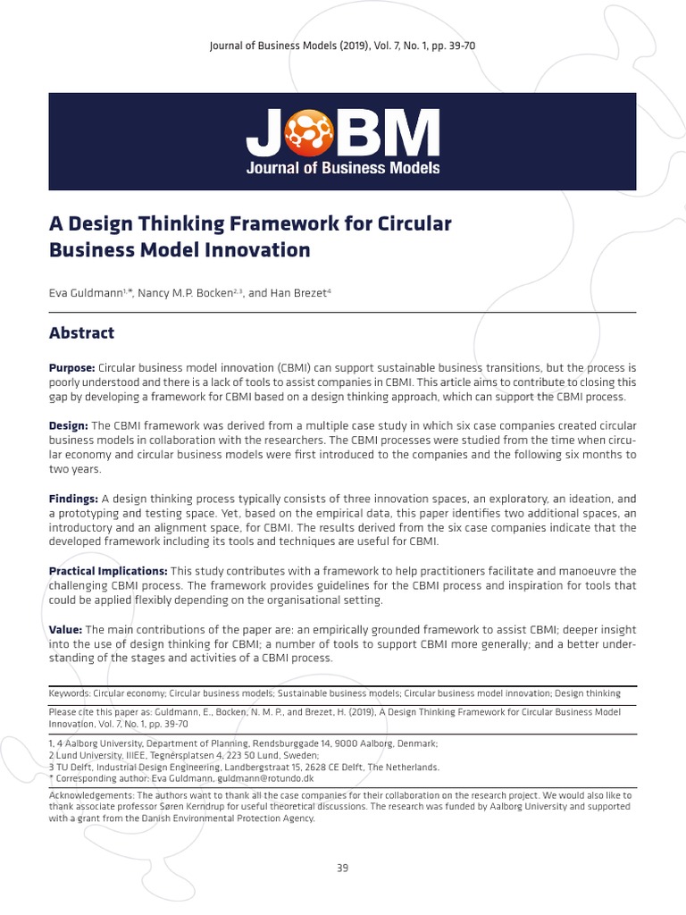 Design Thinking Framework For Circular Business Model Innovation | PDF ...