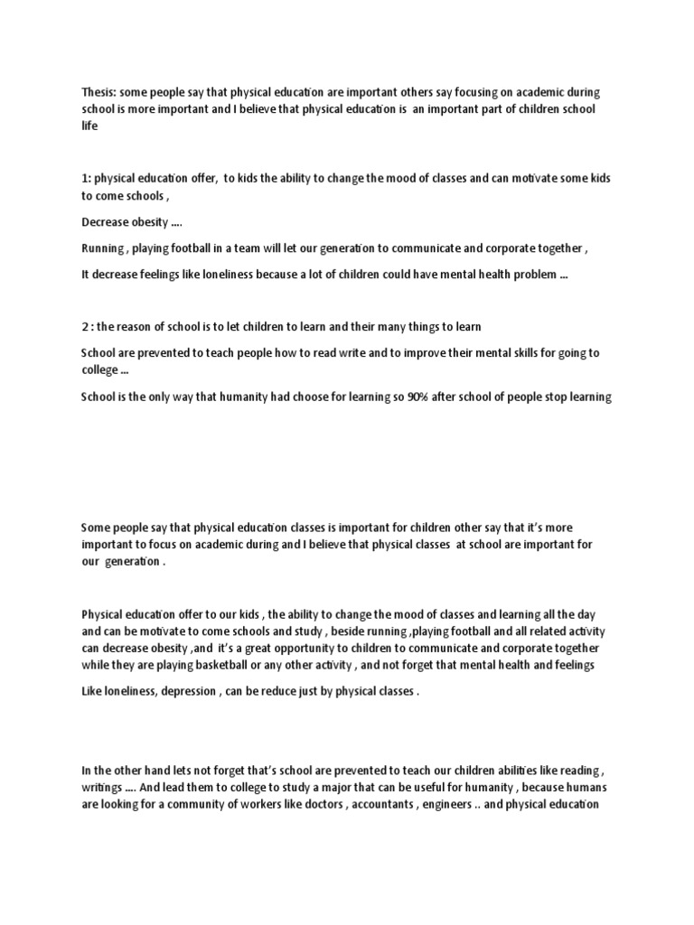 Importance of Physical Education in Schools | PDF