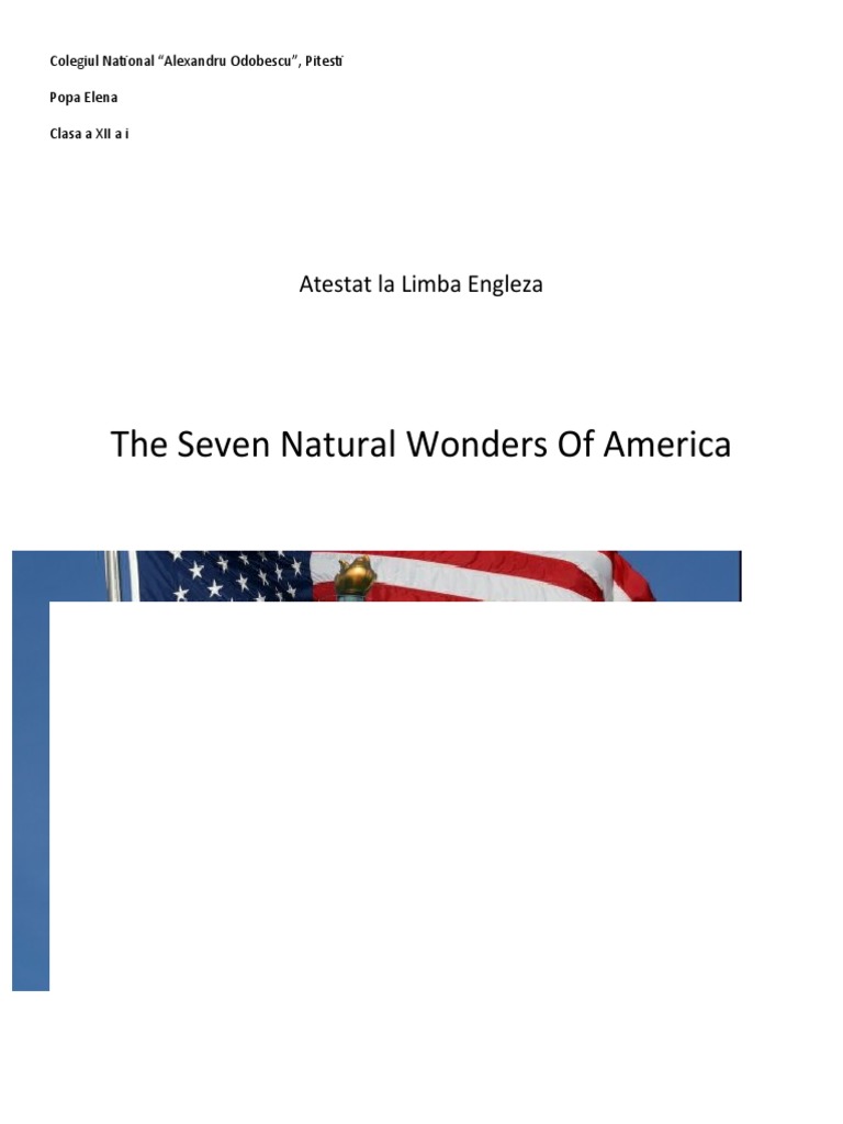 Seven Natural Wonders of America PDF Physical Geography Geology