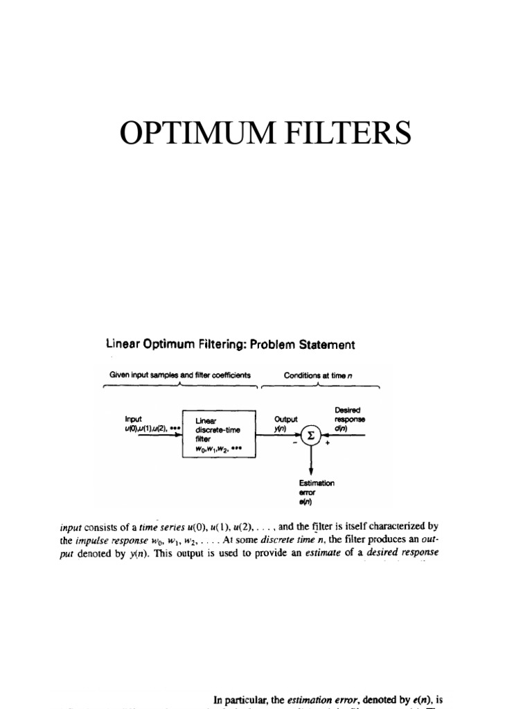 Lecture 3 - Optimum Filters | PDF | Technology & Engineering