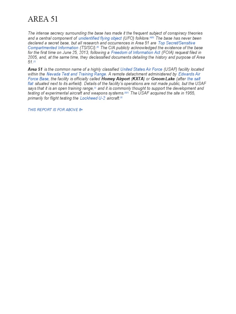 Area 51: Unidentified Flying Object Top Secret/Sensitive Compartmented ...