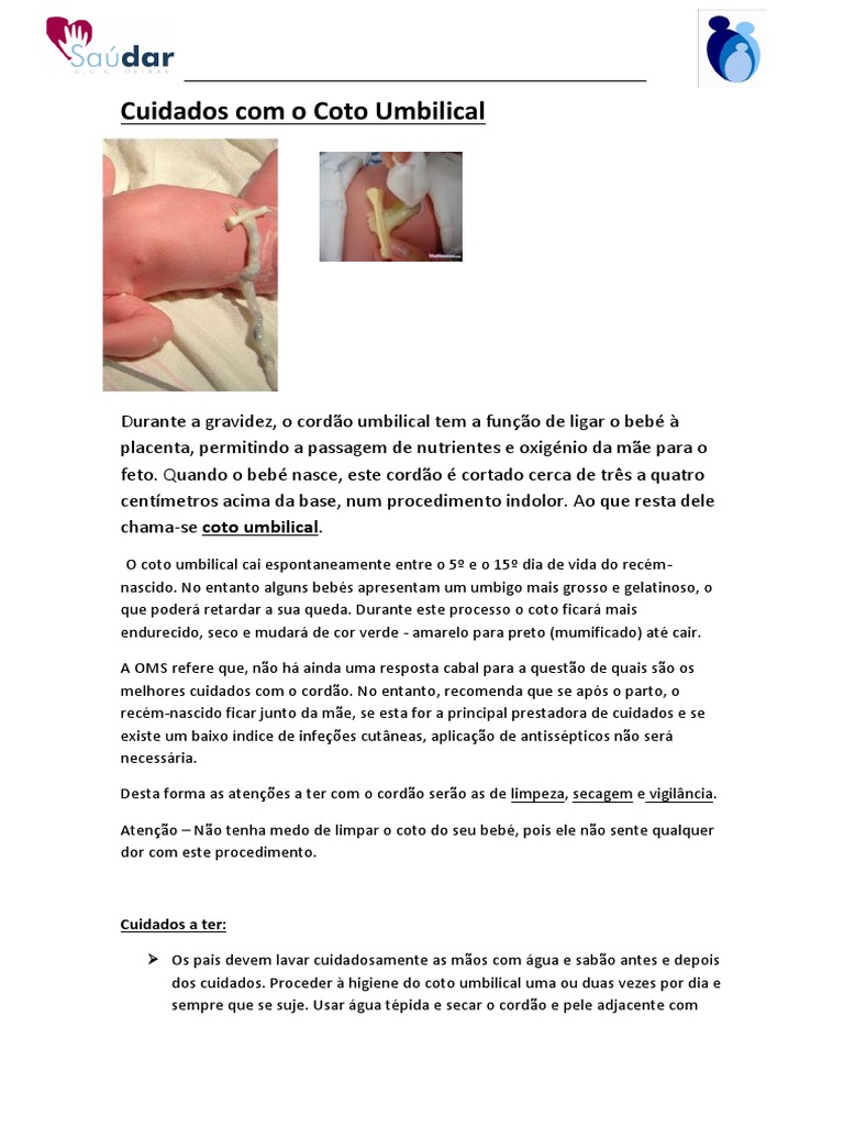 Cuidados Essenciais com o Coto Umbilical | PDF | Gravidez ...
