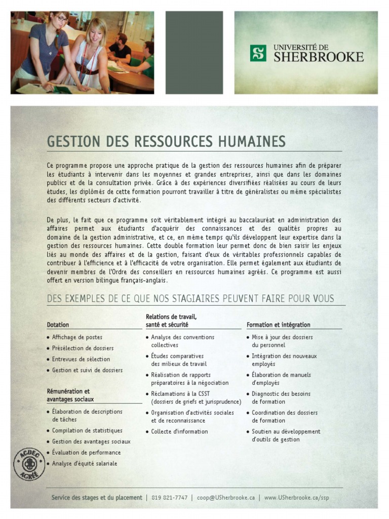 Formation en Gestion des Ressources Humaines | PDF | Gestion des ...