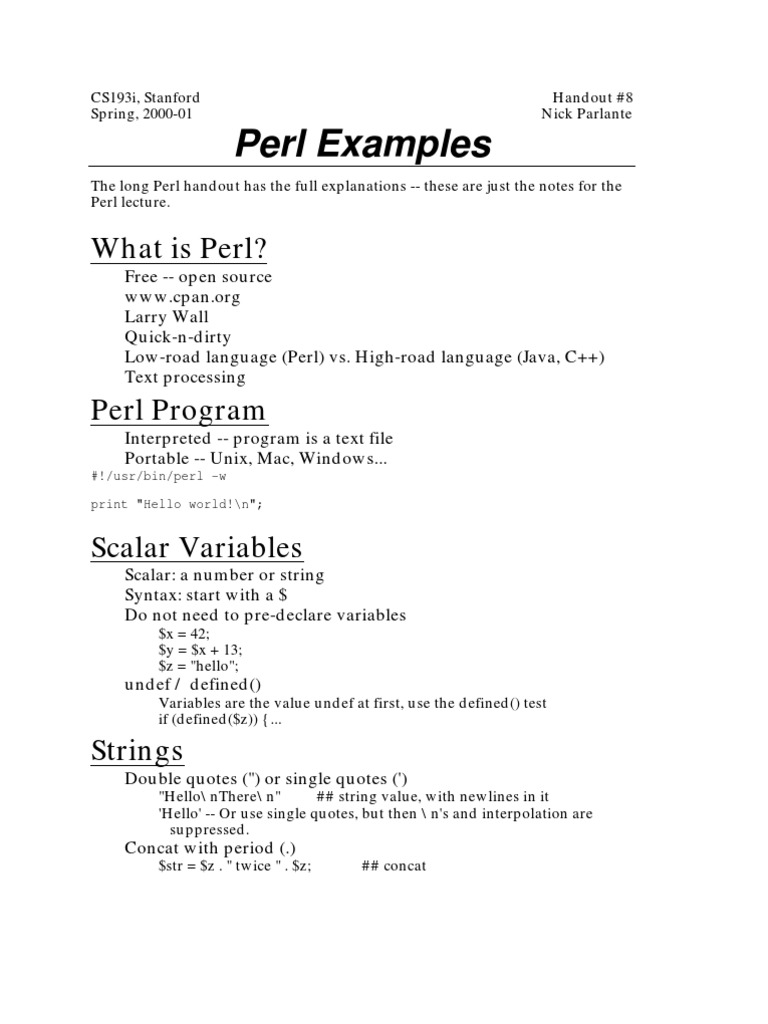 Perl Examples | Array Data Structure | Computer Data