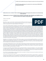 Statement On Risk of Covid-19 For People Living With Hiv (PLWH) and Sars-Cov-2 Vaccine Advice For Adults Living With Hiv