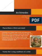 Archimedes: By: Polina Tsapenko History of Mathematics 9/22/2021