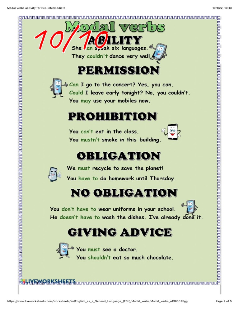 Modal Verbs Activity for ESL Students | PDF