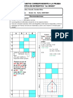 Hoja de Respuestas Correspondiente A La Prueba Diagnóstica de Matemática