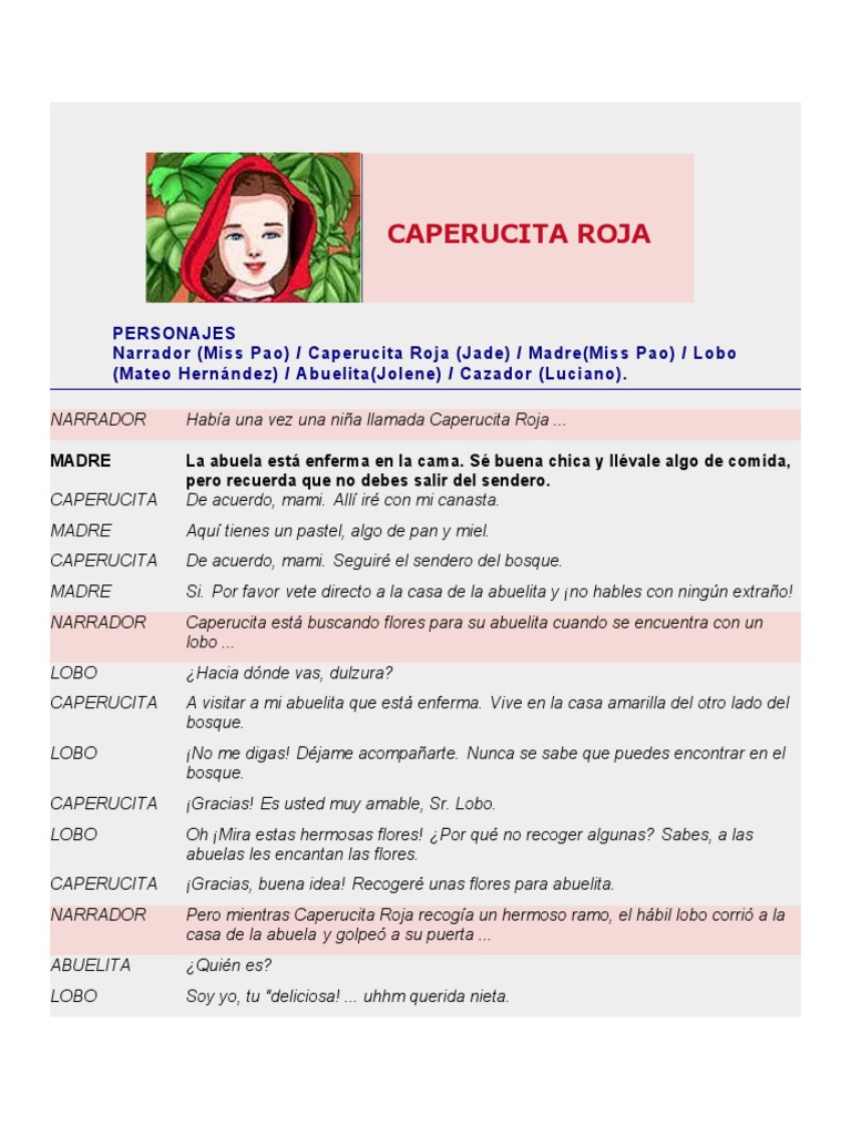 Actividades de Caperucita Roja para Primaria | PDF | Caperucita Roja