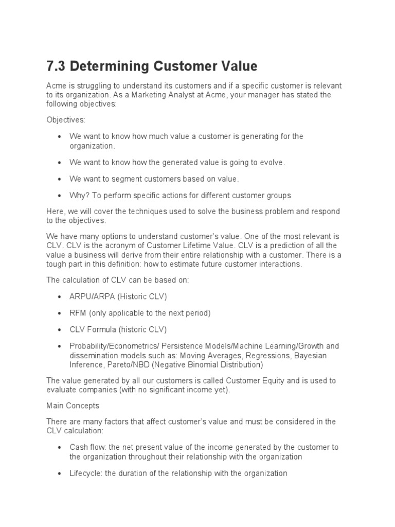 Determing Customer Lifetime Value | PDF | Discounting | Business