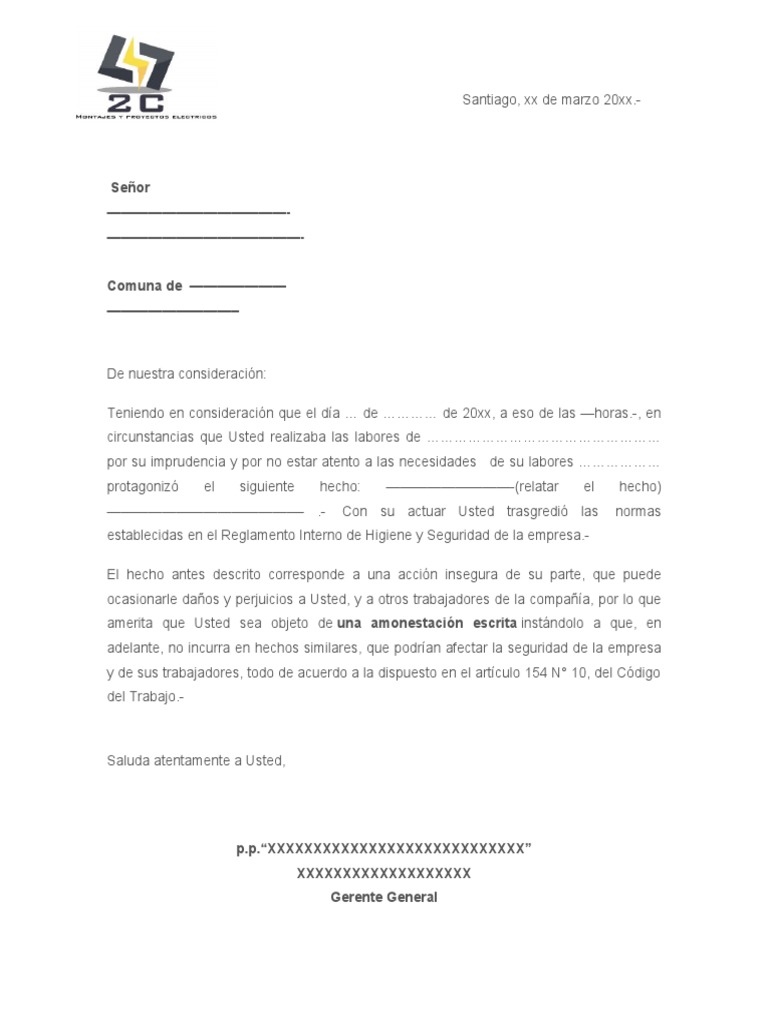 Formato Carta de Amonestación PDF