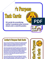 Grades 3-6: 24 Cards For Practicing Author's Purpose Plus Answer Sheet and A Colorful Poster