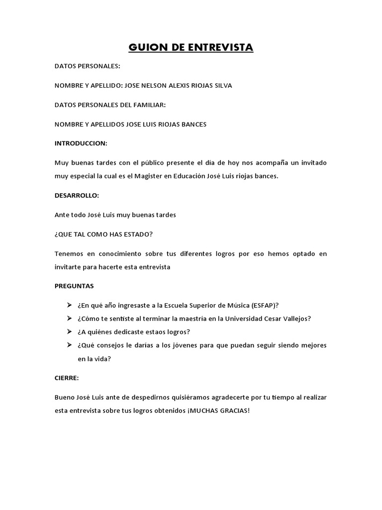 Guion de Entrevista PDF