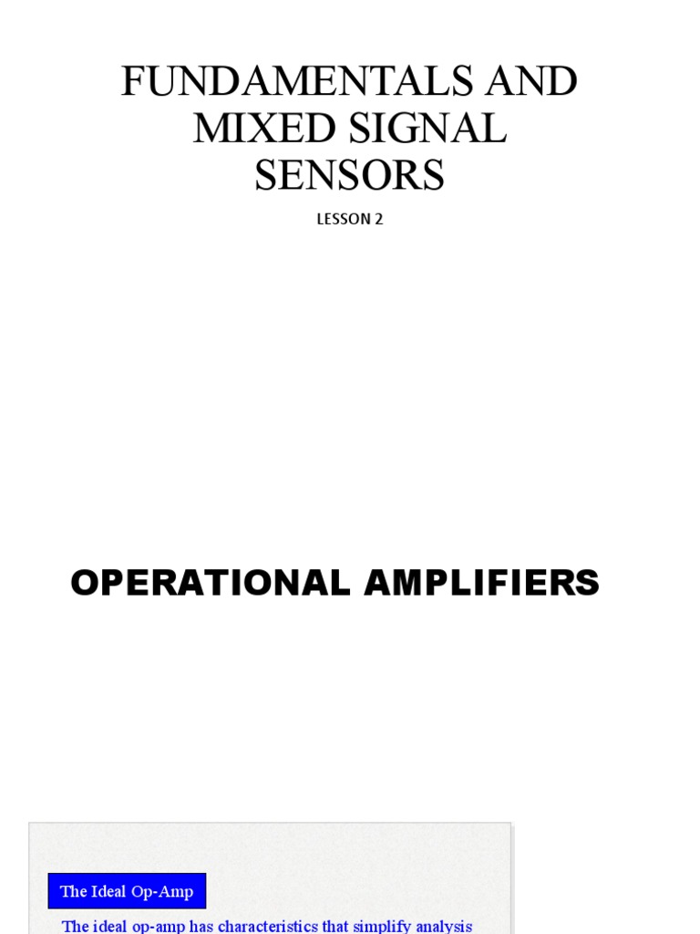 Lesson 2 Operational Amplifiers PDF Operational Amplifier Amplifier