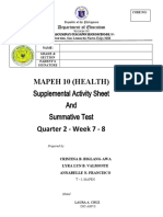 Mapeh 10 (Health) : Supplemental Activity Sheet and Summative Test