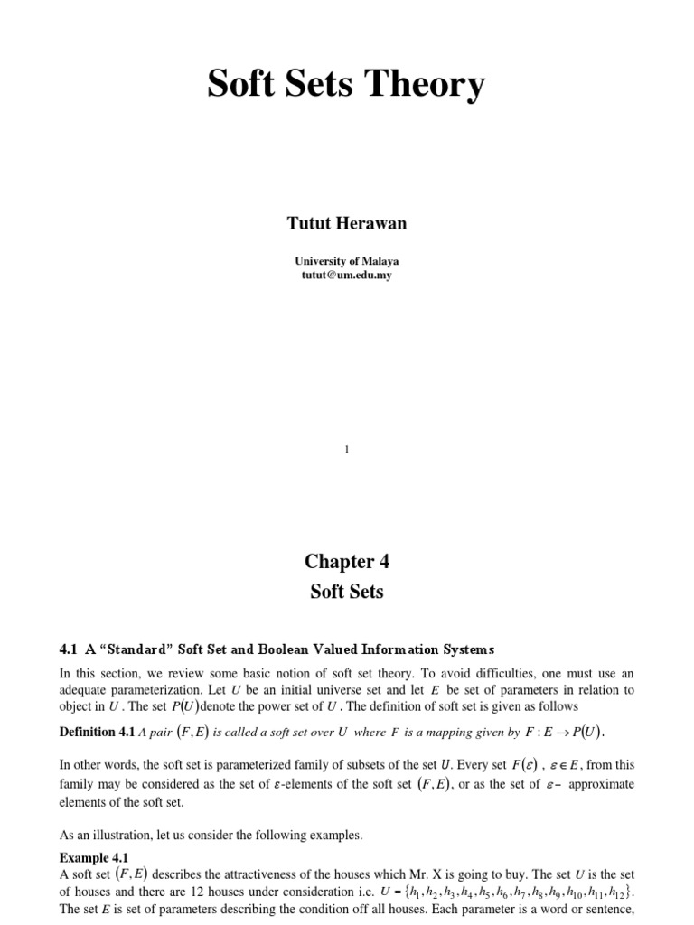 Soft Sets Theory Overview and Applications | PDF | Mathematics