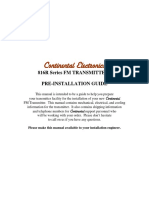 Continental Electronics 816R Series FM Transmitter Pre-Installation Guide