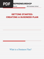 Entrepreneurship: Getting Started: Creating A Business Plan