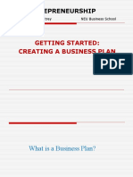Entrepreneurship: Getting Started: Creating A Business Plan