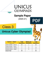 Sample Paper Class 3 Unicus Cyber Olympiad (2020-21