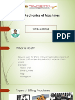 Mechanics of Machines: Topic 1: Hoist