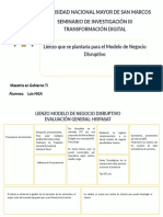 Seminario de Investigación III - Lienzo de Modelo de Negocio Disruptivo