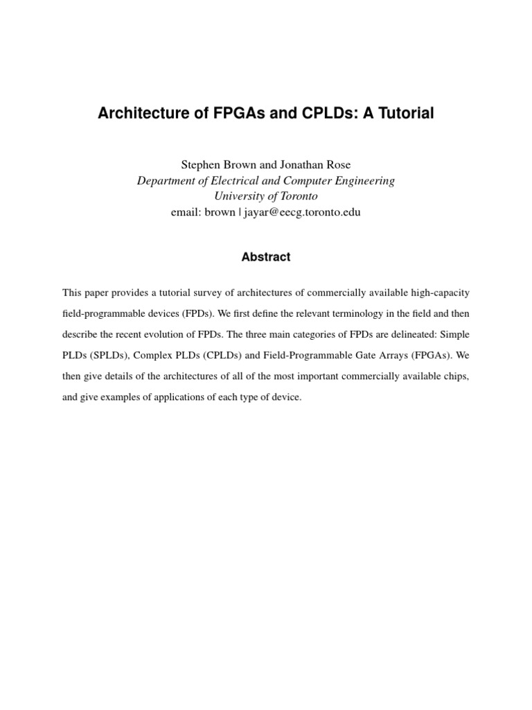 Architecture of FPGAs and CPLDs | PDF
