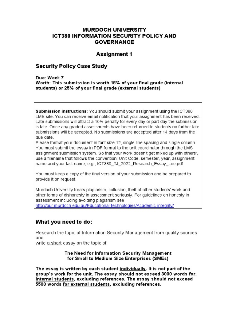 Information Security for SMEs Essay Guide | PDF | Essays | Information ...