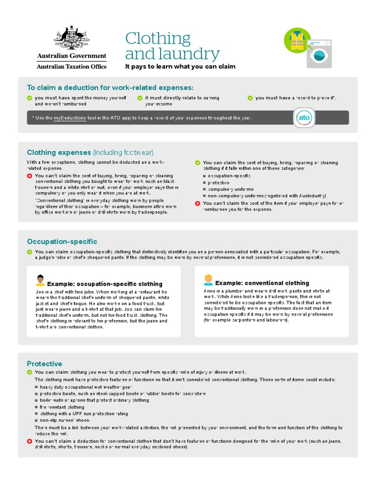 Clothing and Laundry To Claim A Deduction For WorkRelated Expenses