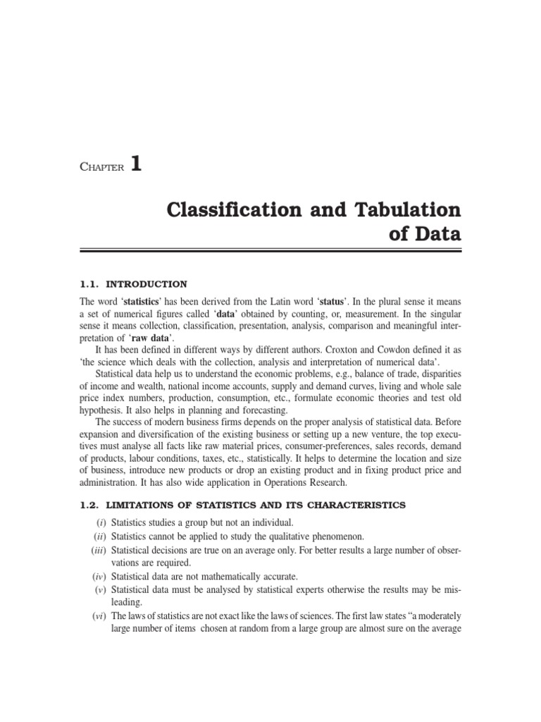 Classification and Tabulation of Data 1. | PDF | Social Science
