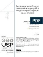 Ensaio relação Desenvolvimento desigual e regionalização do espaço brasileiro 2020 Cruz