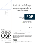 Ensaio Relação Desenvolvimento Desigual e Regionalização Do Espaço Brasileiro 2020 Cruz