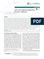 Immunoinformatics and Epitope Prediction in The Age of Genomic Medicine