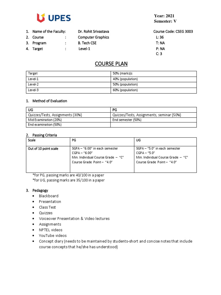 CG Course Plan | PDF | Engineering | Design