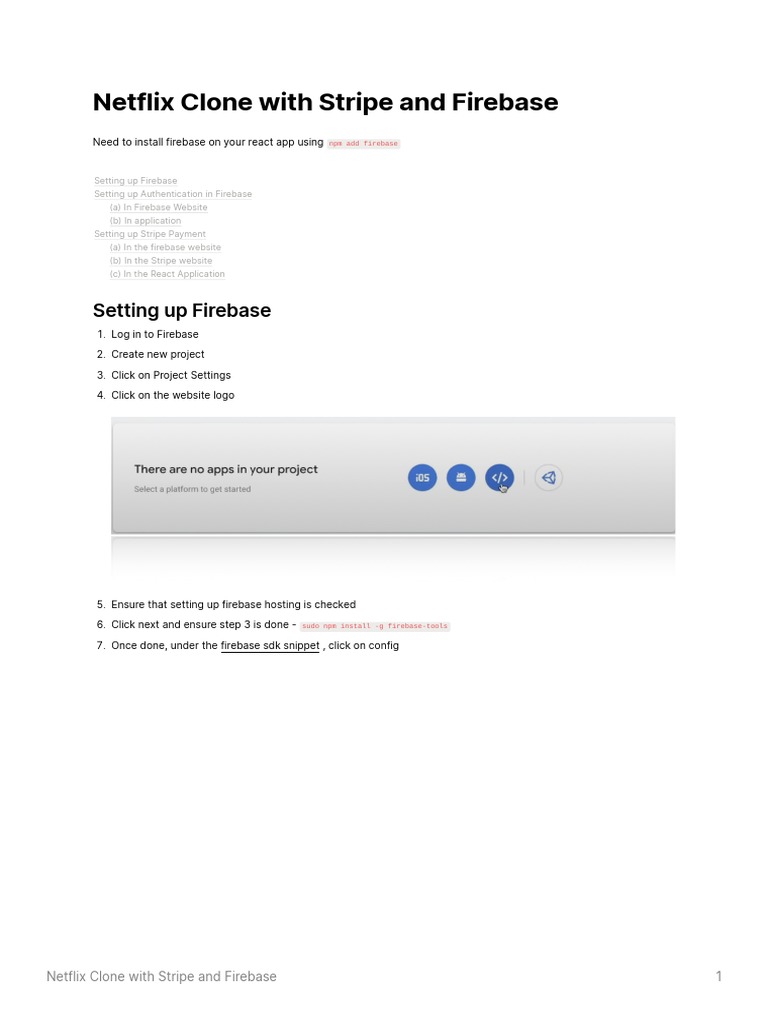 Netflix Clone: Stripe & Firebase Setup | PDF | Login | Computing