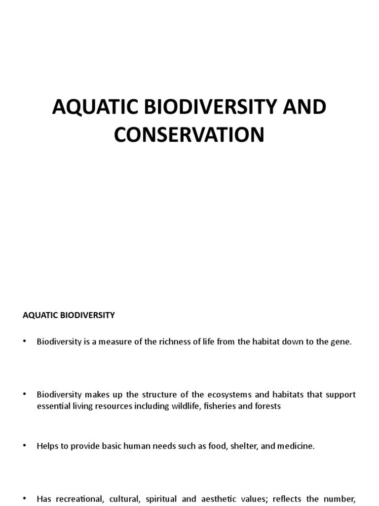Aquatic Biodiversity and Conservation PDF Biodiversity
