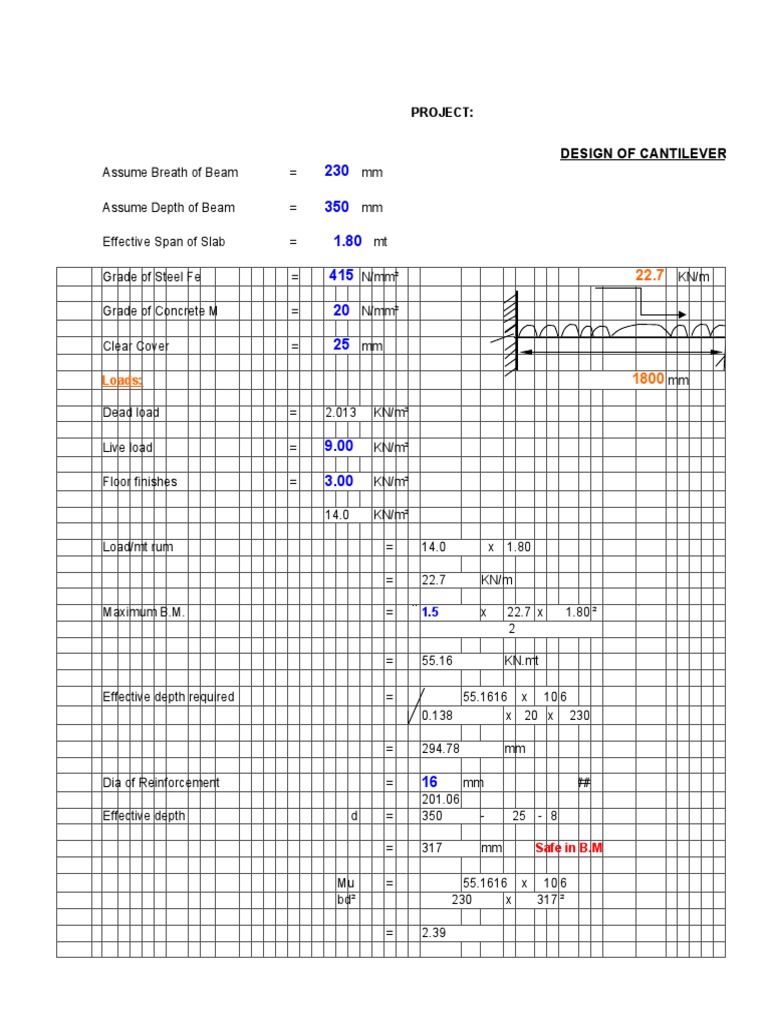 Design of Cantilever-Beam | PDF | Beam (Structure) | Civil Engineering