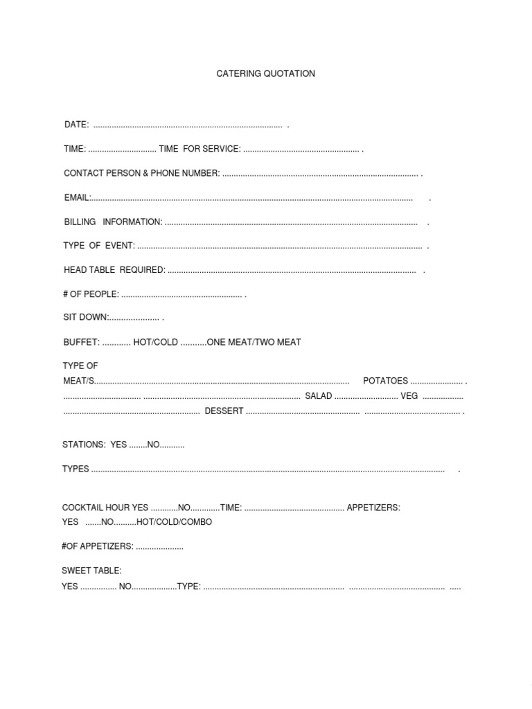 Catering Quotation Template | PDF | Buffet | Lunch