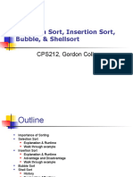 Selection Sort, Insertion Sort, Bubble, & Shellsort: CPS212, Gordon College