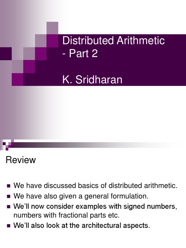 Distributed Arithmetic - Part 2 K. Sridharan | PDF | Computer ...