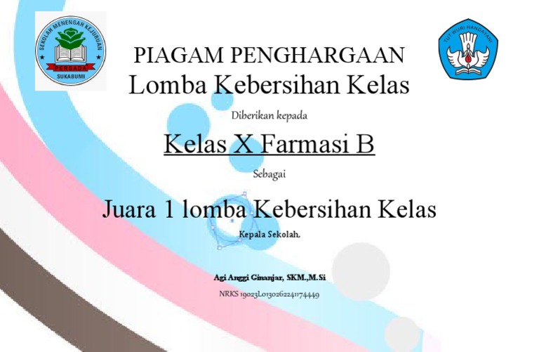 Piagam Penghargaan Kebersihan Kelas Pdf