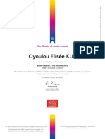 Oyoulou Elisée KUE: Certificate of Achievement